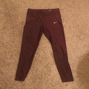Nike Dri-Fit Burgundy Mesh-Detail Leggings XL